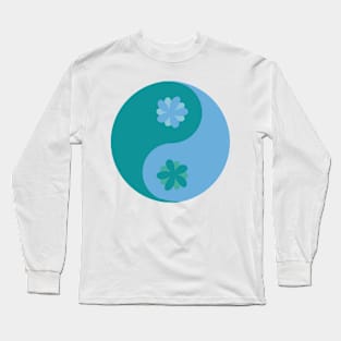 Floral yin yang in verdigris green and tranquil blue Long Sleeve T-Shirt